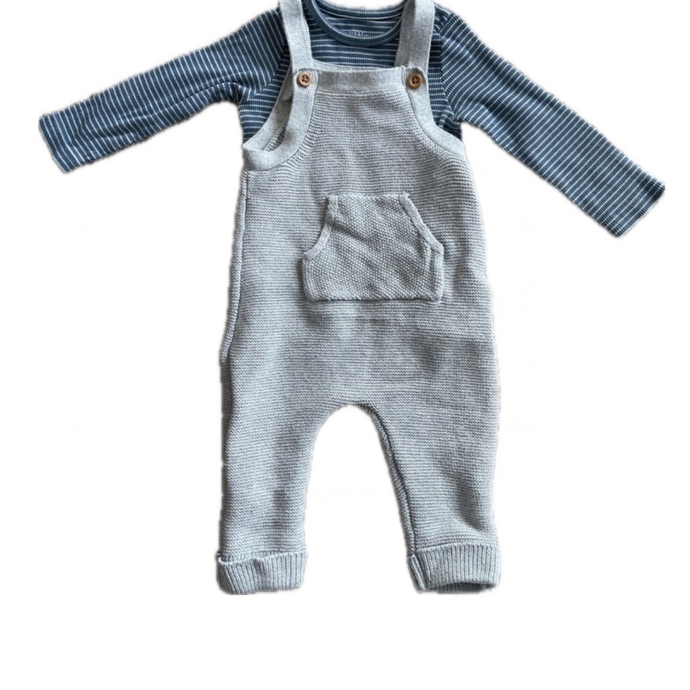 Carter's Blue and Gray Knit Overalls